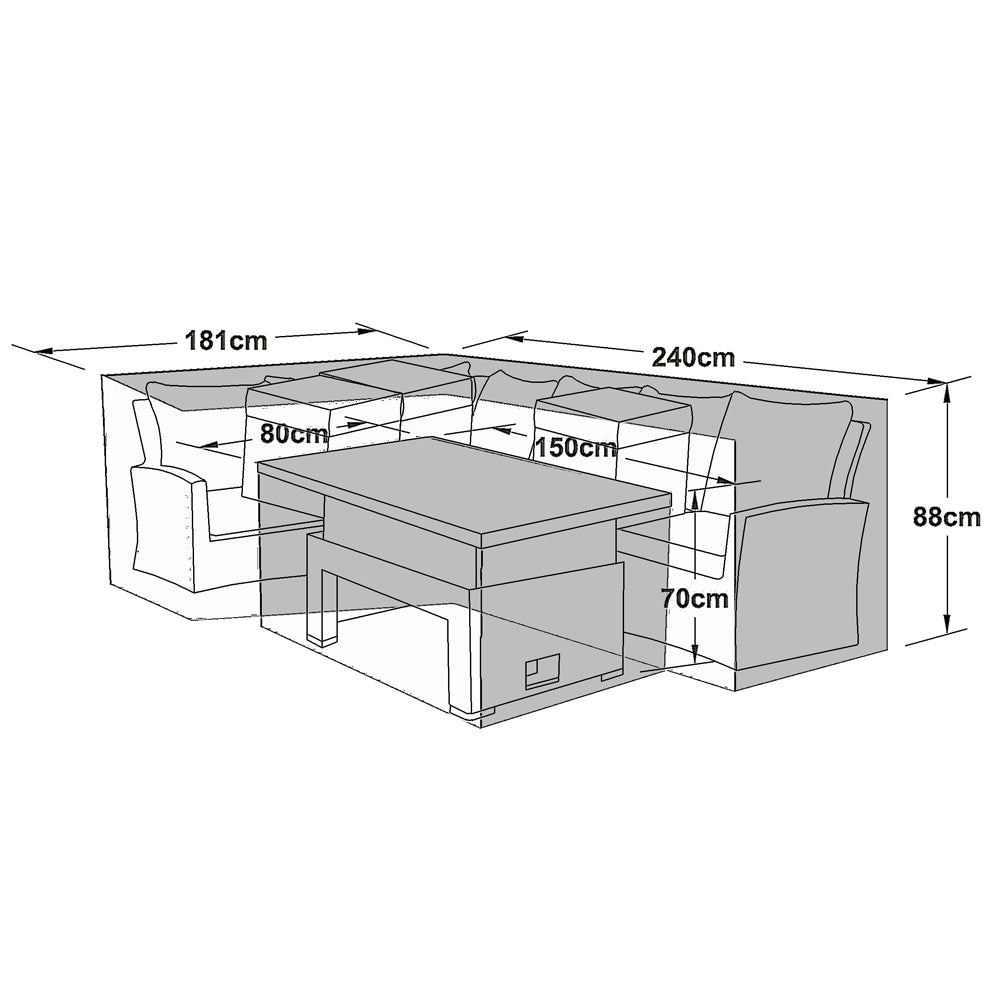 Maze Kingston Outdoor Cover for Corner Set With Rising Table Black