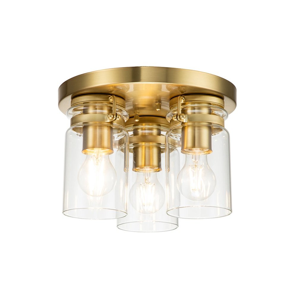 Kichler Brinley 3 Light Flush Mount Light - Brass Elstead 1