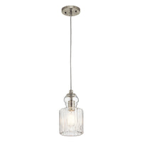 Elstead Riviera 1 Light Pendant Brushed Nickel Style B