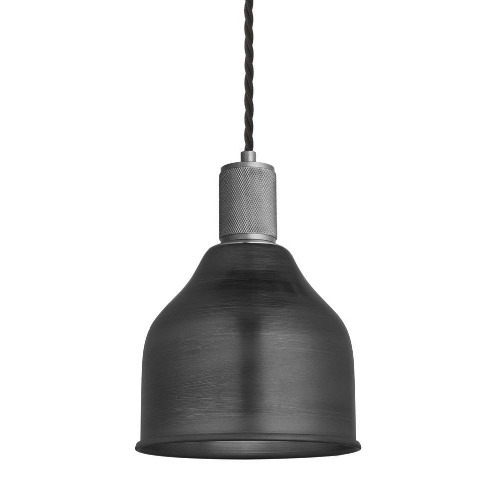 Industville Knurled Cone Pendant Light in Pewter with Pewter Holder