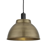 Industville Knurled Dome Pendant Light in Brass with Black Holder