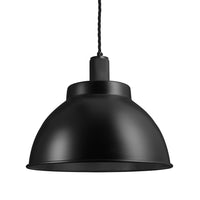 Industville Knurled Dome Pendant Light in Black with Black Holder