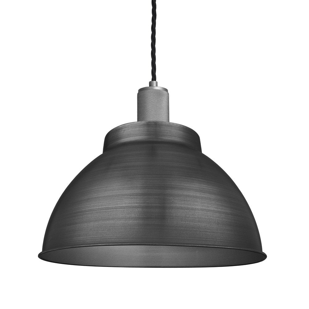 Industville Knurled Dome Pendant Light in Pewter with Pewter Holder