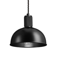 Industville Knurled Dome Pendant Light in Black with Black Holder