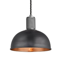 Industville Knurled Dome Pendant Light in Pewter & Copper with Pewter Holder