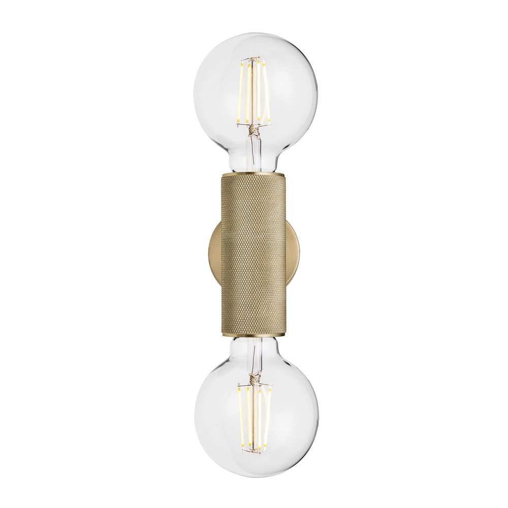 Industville Knurled Edison Double Wall Light in Brass