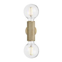 Industville Knurled Edison Double Wall Light in Brass