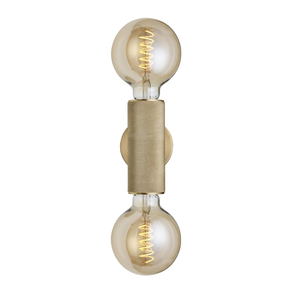 Industville Knurled Edison Double Wall Light in Brass