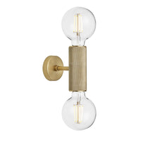 Industville Knurled Edison Double Wall Light in Brass