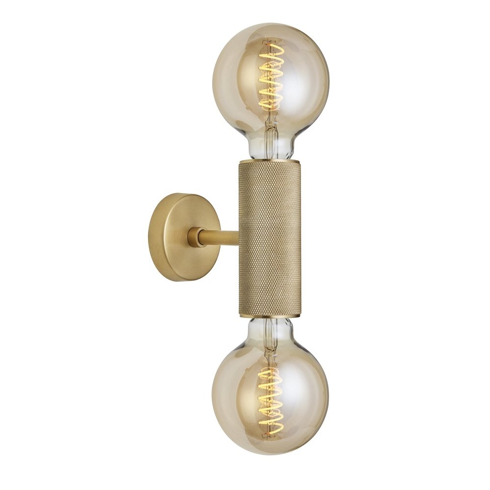 Industville Knurled Edison Double Wall Light in Brass