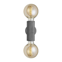 Industville Knurled Edison Double Wall Light in Pewter