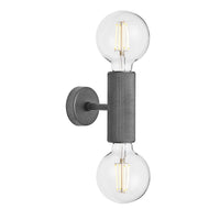 Industville Knurled Edison Double Wall Light in Pewter