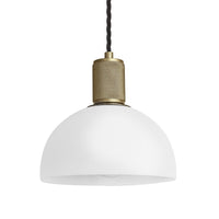 Industville Knurled Opal Glass Globe Pendant Light in White with Brass Holder