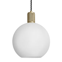 Industville Knurled Opal Glass Globe Pendant Light in White with Brass Holder