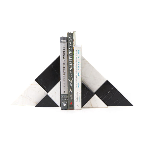 Liang & Eimil Bookend Checkers Black and White Marble Bookend