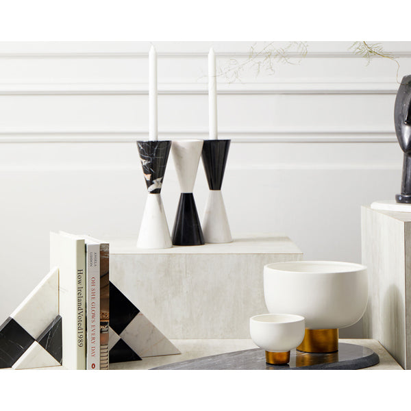 Liang & Eimil Bookend Checkers Black and White Marble Bookend