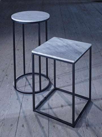 Gillmore Kensal White Marble With Black Base Round Side Table