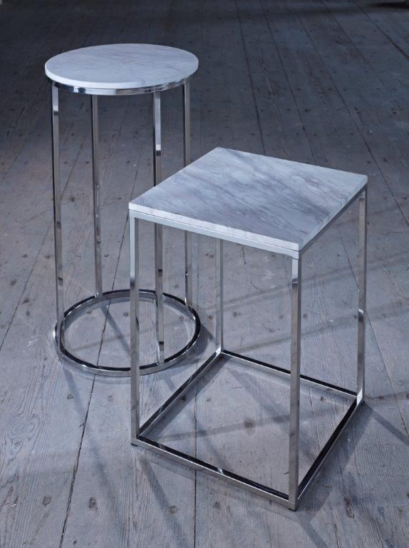 Gillmore Kensal White Marble With Polished Base Round Side Table