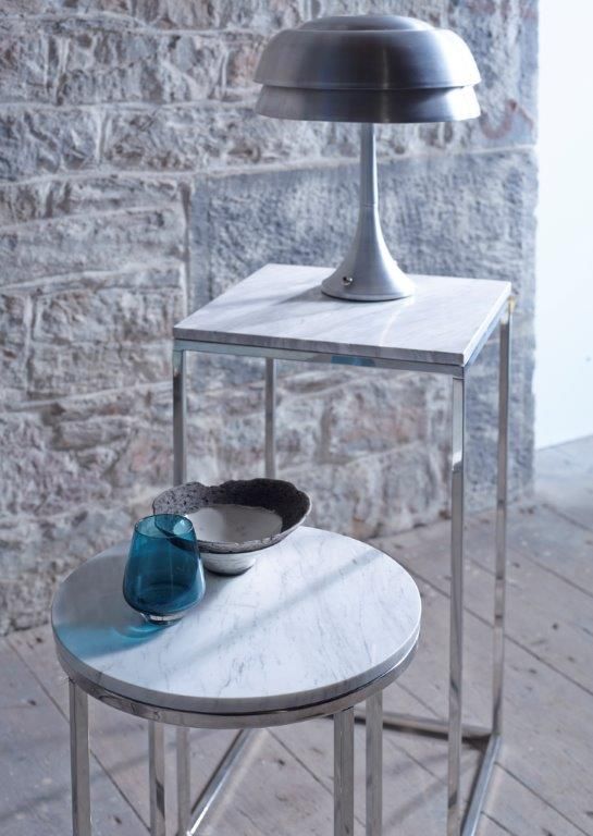 Gillmore Kensal White Marble With Polished Base Round Side Table