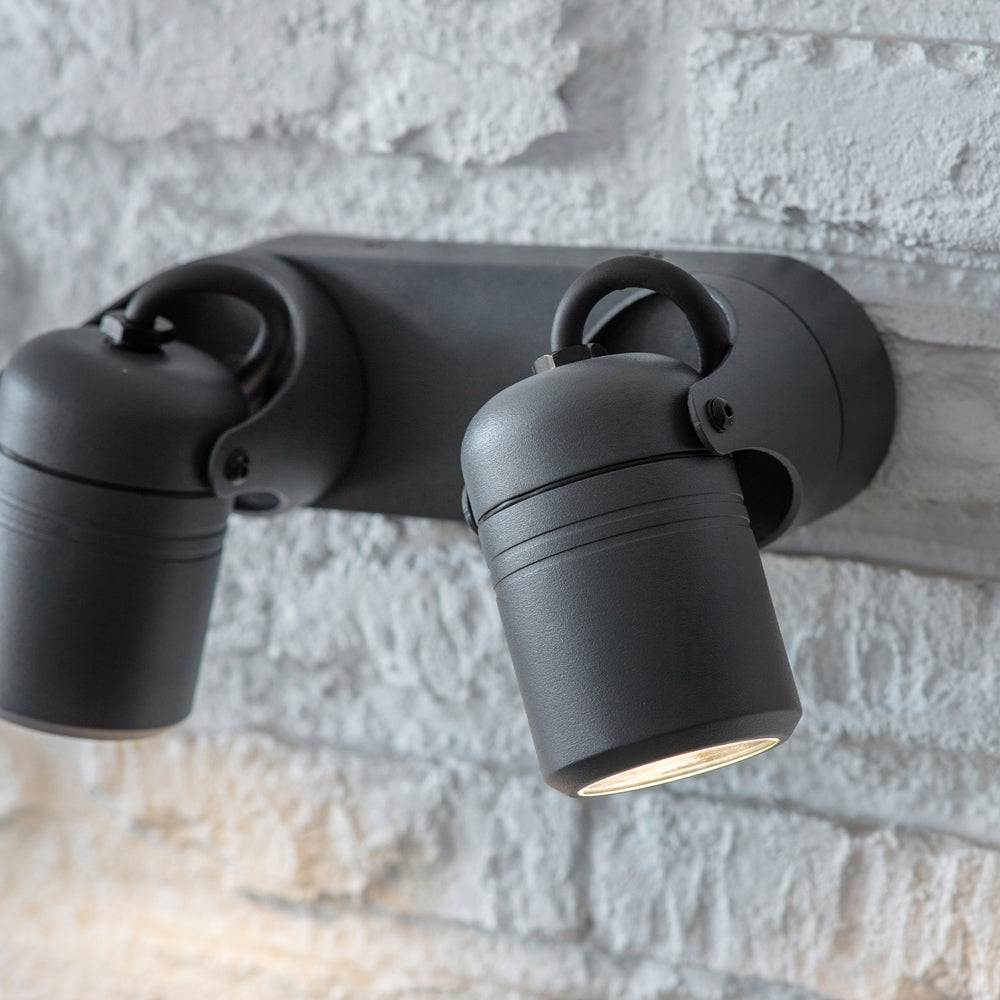 Garden Trading Bodnant Outdoor Double Wall Light in Carbon Aluminium