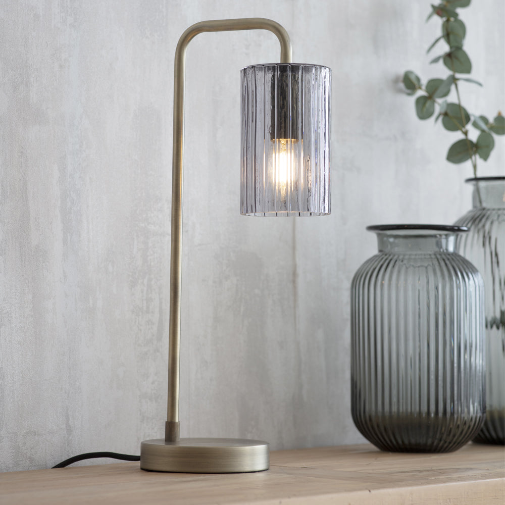 Garden Trading Clarendon Table Lamp in Smoked Glass