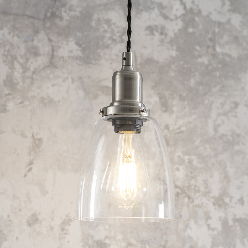 Garden Trading Hoxton Domed Pendant Light in Satin Nickel