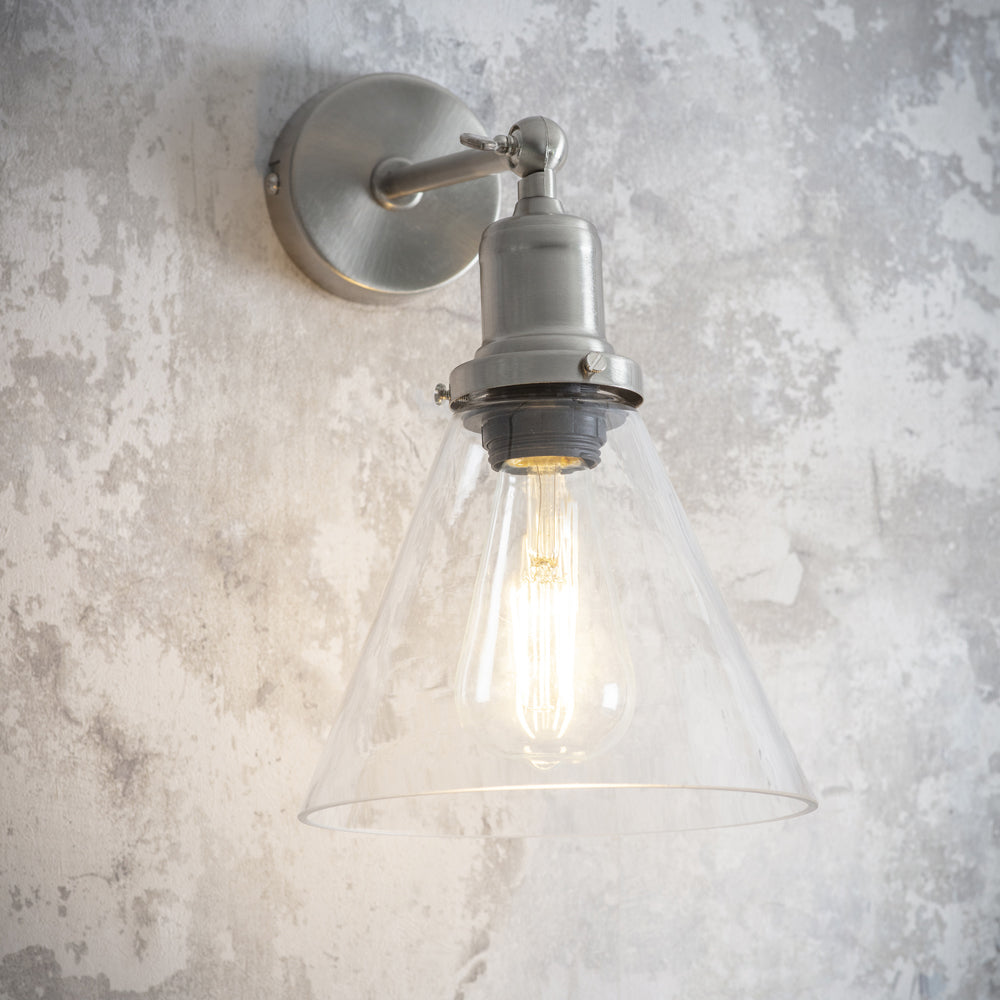 Garden Trading Hoxton Cone Wall Light in Satin Nickel