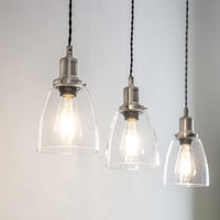 Garden Trading Trio of Hoxton Domed Pendant Light in Satin Nickel