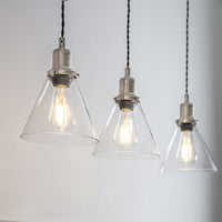 Garden Trading Trio of Hoxton Cone Pendant Light in Satin Nickel