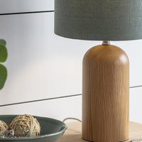 Garden Trading Kingsbury Table Lamp with Shade in Thistle Green Oak