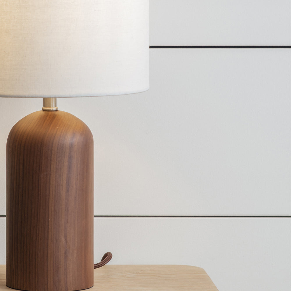 Garden Trading Kingsbury Table Lamp with Shade in White & Walnut