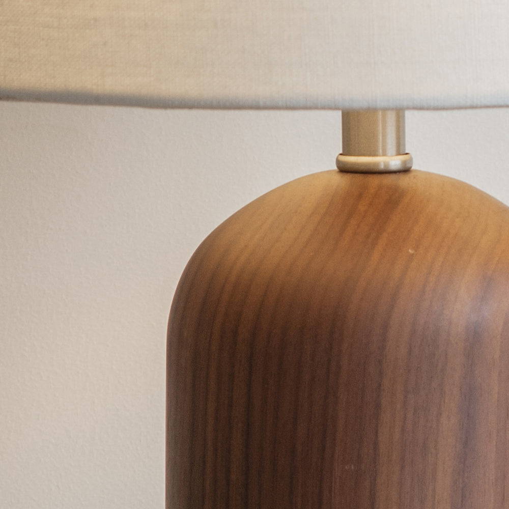 Table Lamp Walnut with Blue Linen Shade - Kingsbury