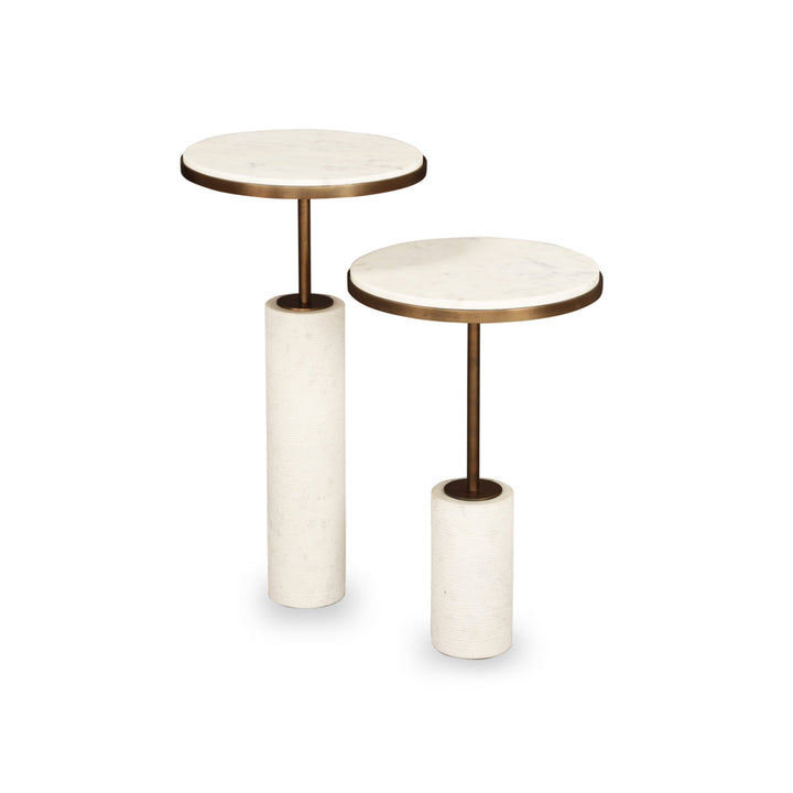 Dolmec Set of 2 Marble Side Tables LiangAndEimil 1