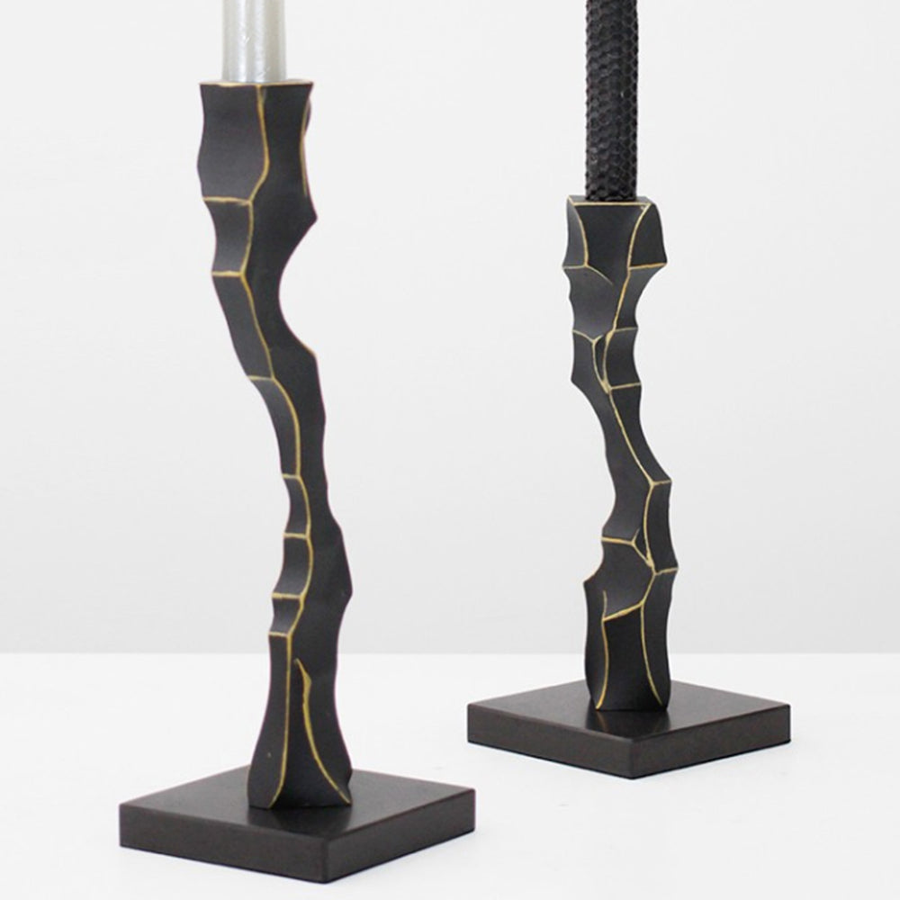 Liang & Eimil Storm Candlestick - Black Marble & Resin