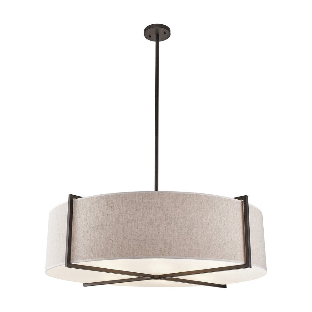 Sanderson Pendant Lamp Large - Beige Linen & Matt Black LiangAndEimil 1