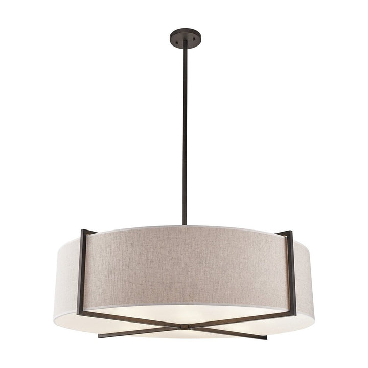 Sanderson Pendant Lamp Large - Beige Linen & Matt Black LiangAndEimil 1