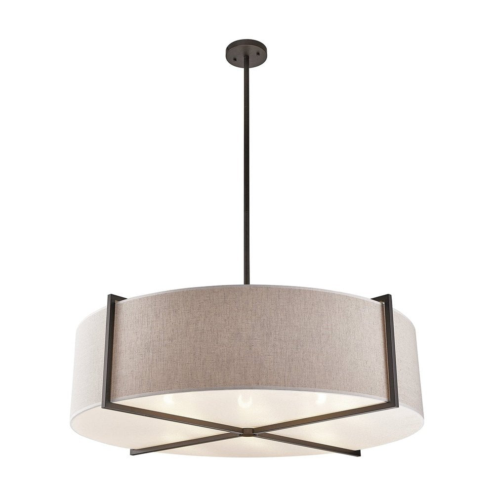 Sanderson Pendant Lamp Large - Beige Linen & Matt Black LiangAndEimil 2