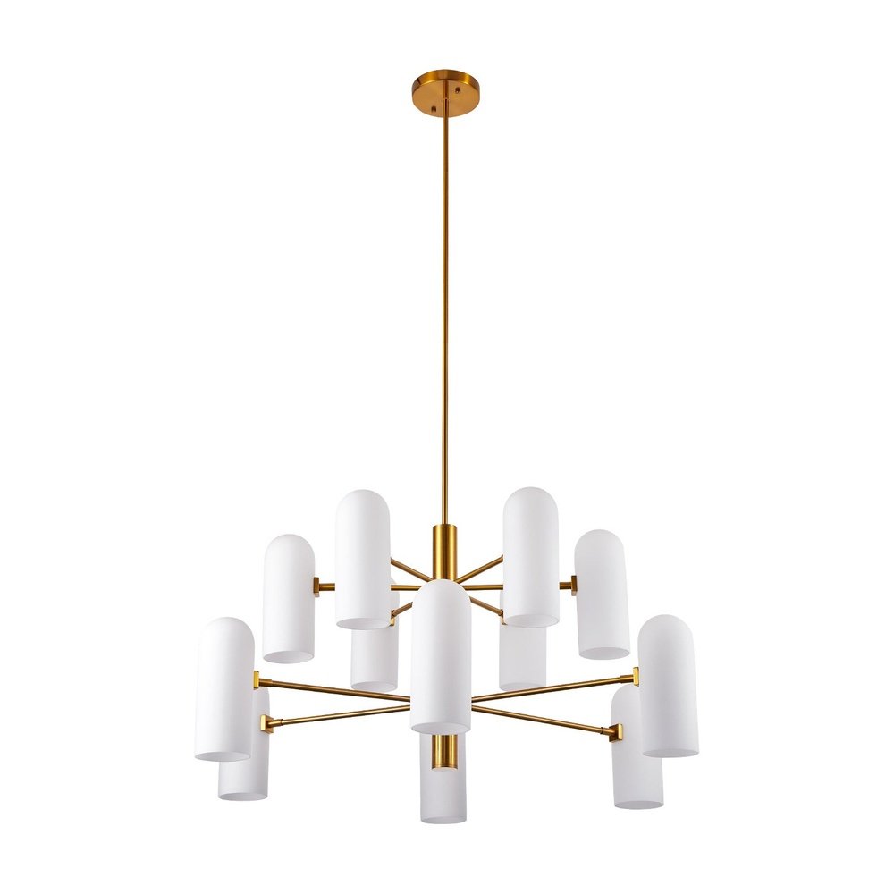 Pawson Chandelier - Brass & White Glass LiangAndEimil 3