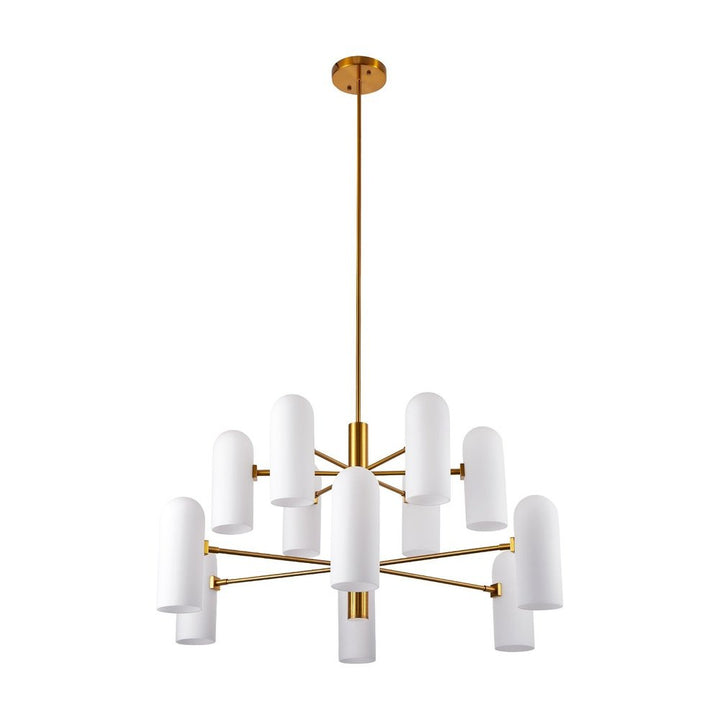 Pawson Chandelier - Brass & White Glass LiangAndEimil 3