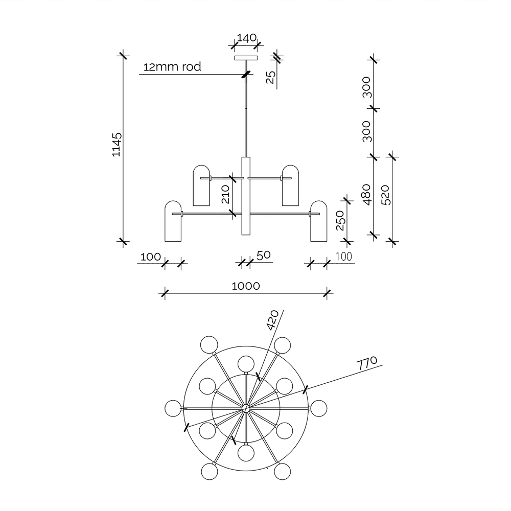 Pawson Chandelier - Brass & White Glass LiangAndEimil 7