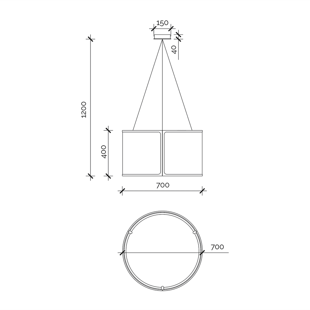 Baltimore Pendant Lamp - Matt Black & White Linen LiangAndEimil 5
