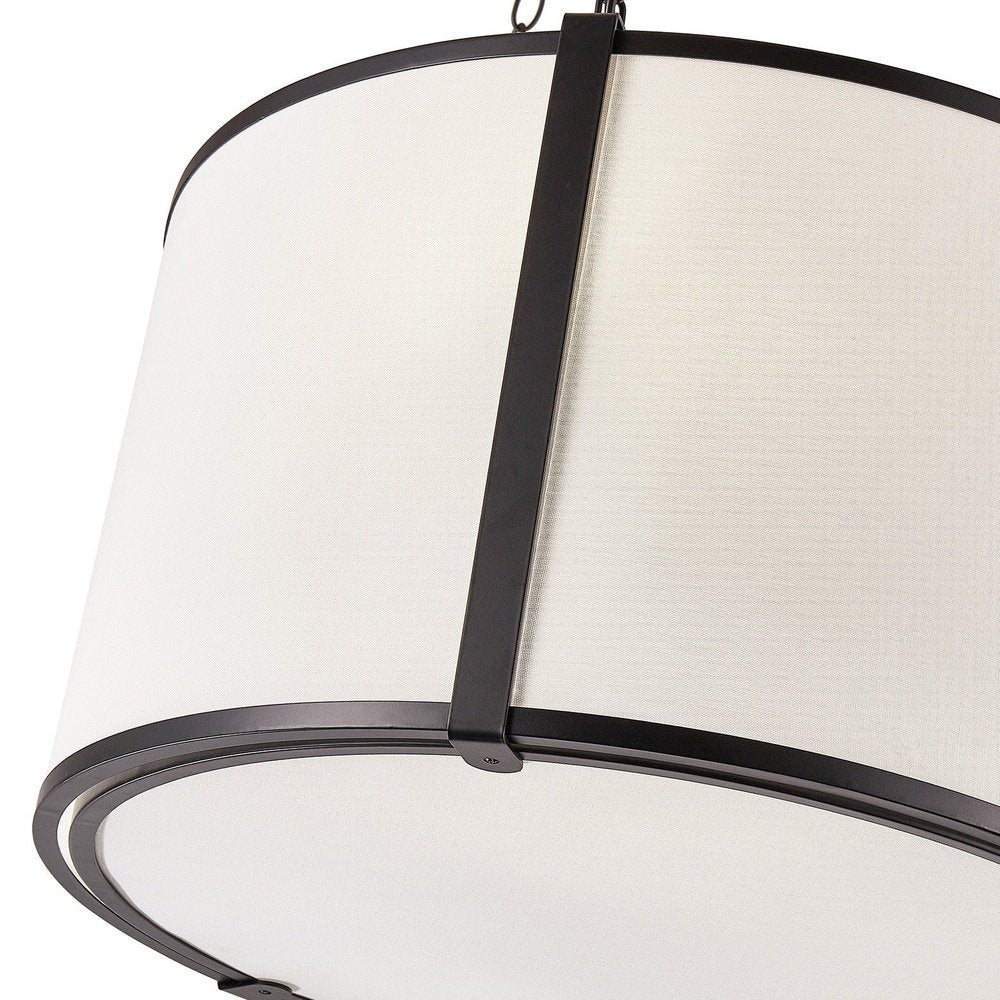 Baltimore Pendant Lamp - Matt Black & White Linen LiangAndEimil 4