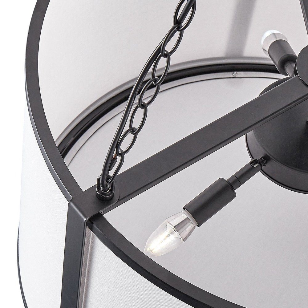 Baltimore Pendant Lamp - Matt Black & White Linen LiangAndEimil 3