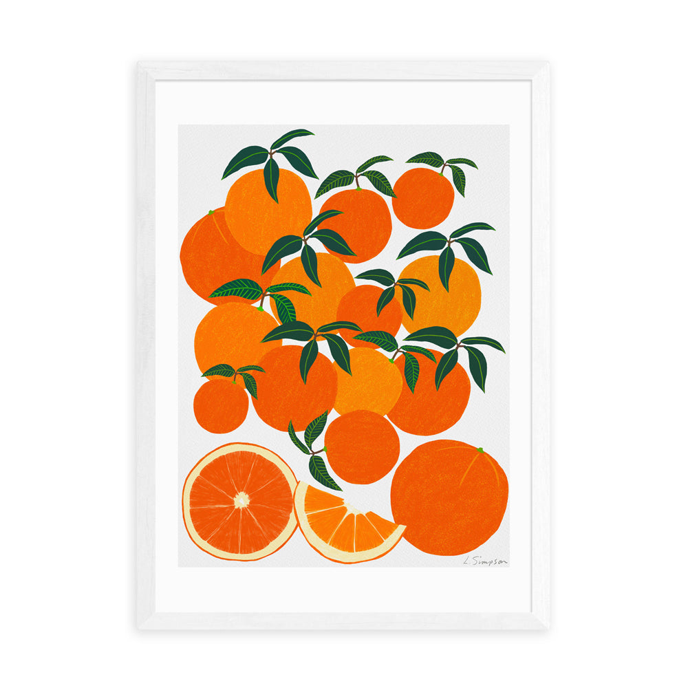  East End Prints-Orange Harvest by Leanne Simpson - A2 White Framed Art Print-Orange 333 