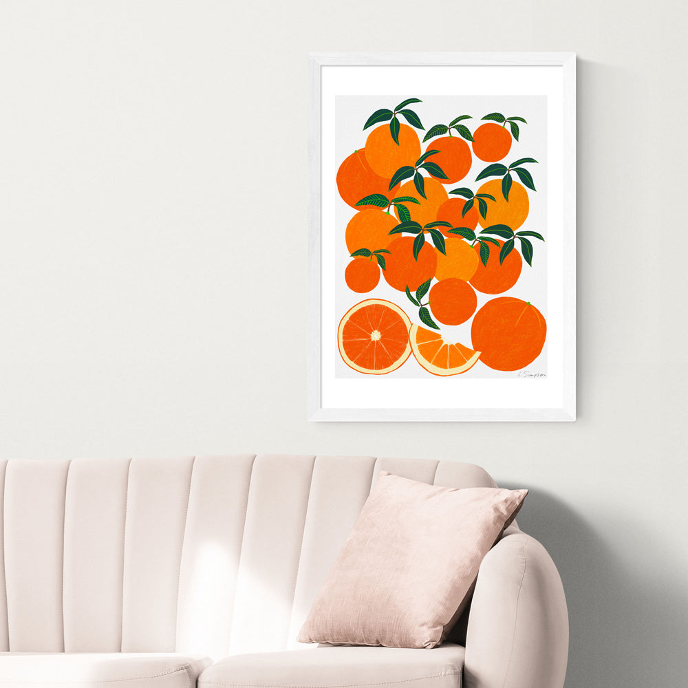  East End Prints-Orange Harvest by Leanne Simpson - A2 White Framed Art Print-Orange 101 