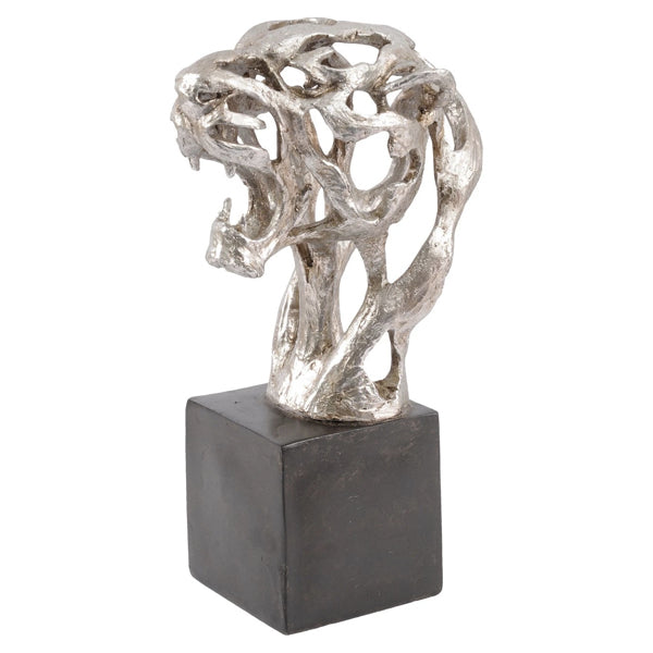 OUT OF STOCK - RESTOCK  19/09/23 Libra Midnight Mayfair Collection - Addo Abstract Tiger Head Sculpture in Silver