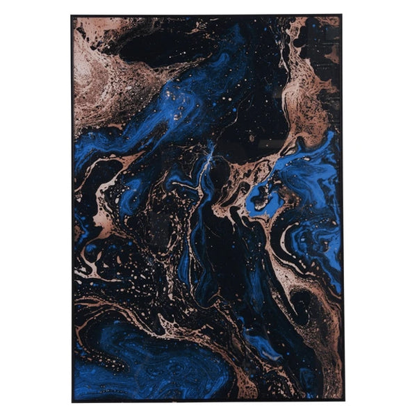 Libra Blue Black And Gold Marble Effect Glass Wall Art 70x100cm-Libra-Olivia's 