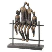 Libra Interiors Duxford Antique Bronze Bench Family of Four Sculpture