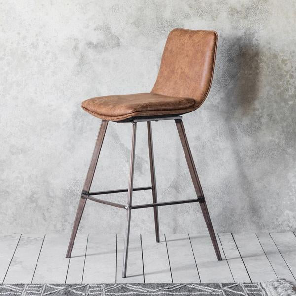 Olivia's Gallery Interiors 2x Palmer Brown Leather Bar Stool | Outlet