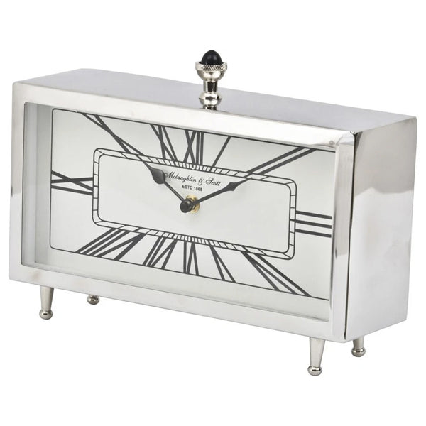 Libra Nebolo Nickel Rectangular Table Clock-Libra-Olivia's